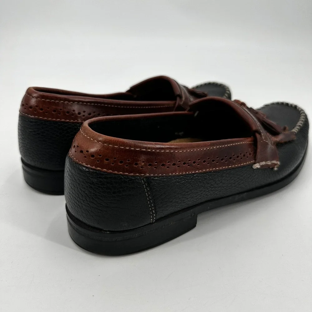 GH Bass Weejuns Mens Black Brown Leather Kiltie Tassel Loafers Moccasin Shoe 9.5